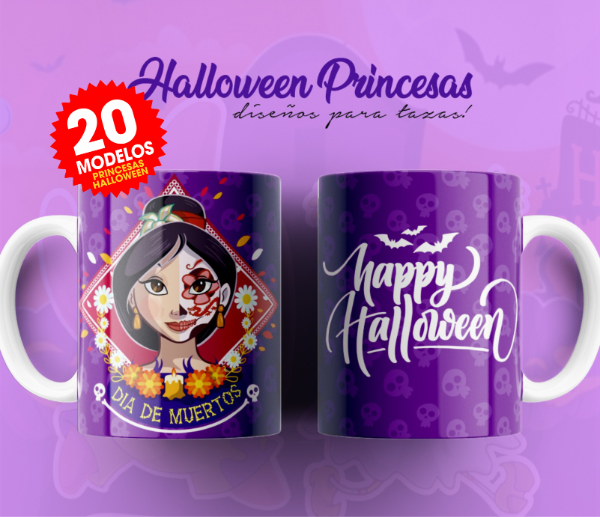 Producto - Plantillas Tazas Princesas Halloween Diseños para Sublimar #t590