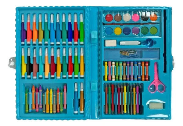 Producto - Set Arte Valija Infantil Escolar 86 Piezas Lápices Crayones Acuarelas