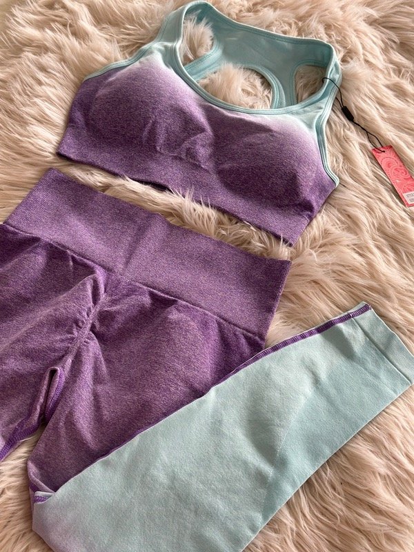 Producto - TOP DEGRADÉ Y CALZA LARGA LILA/AQUA