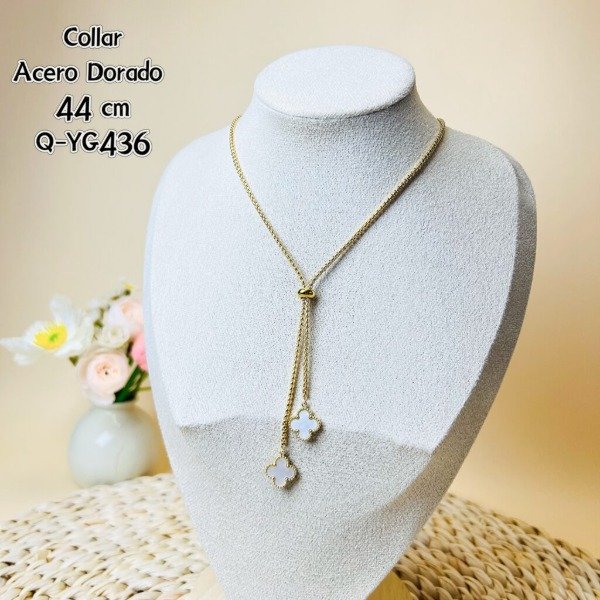 Producto - Collar Dije Treboles en Acero Dorado DB