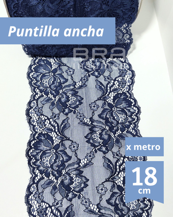 Producto - [P29] Puntilla Elastizada 18 cm - Azul noche (x Metro) - 1