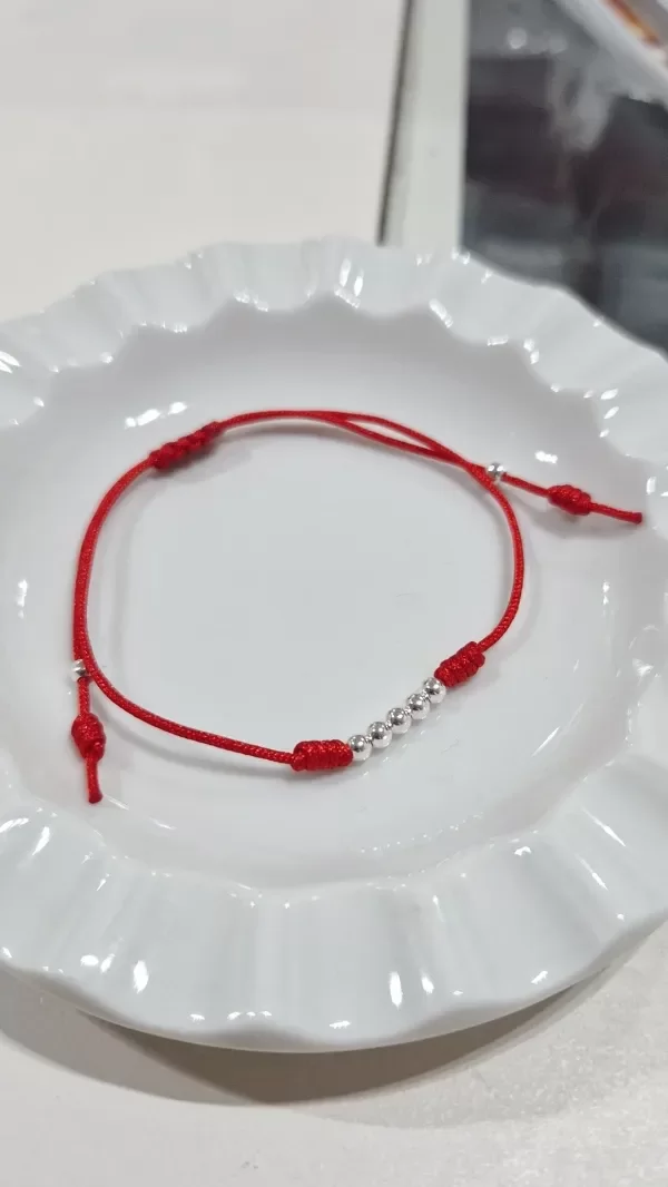 Producto - Pulsera bolitas y nudo regulable plata 925