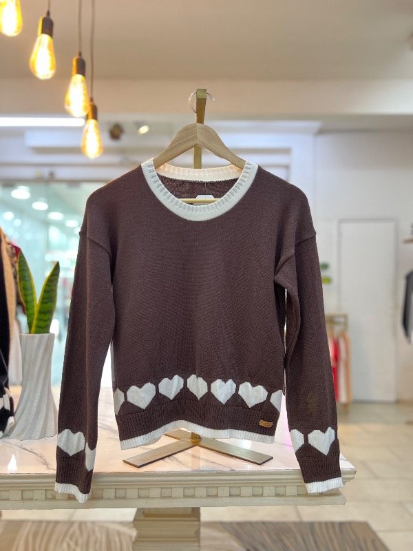 Producto - Sweater de bremer corazones CHOCOLATE 0618