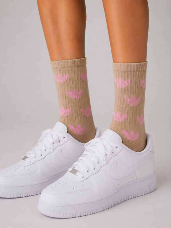 Producto - MEDIAS ADULTO 3/4 AD LOGOS ROSA BEIGE
