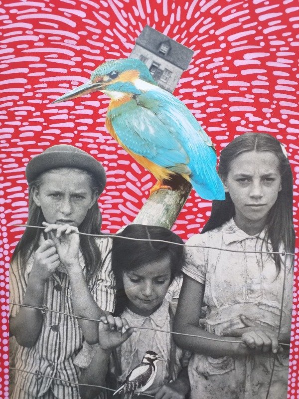 Producto - Collage original  Tres en el campo ENMARCADO