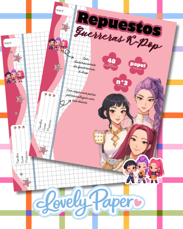 Producto - REPUESTO HOJAS N3 GUERRERAS KPOP X48