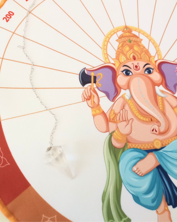 Producto - Péndulo de cuarzo + paño radiestesia Ganesha