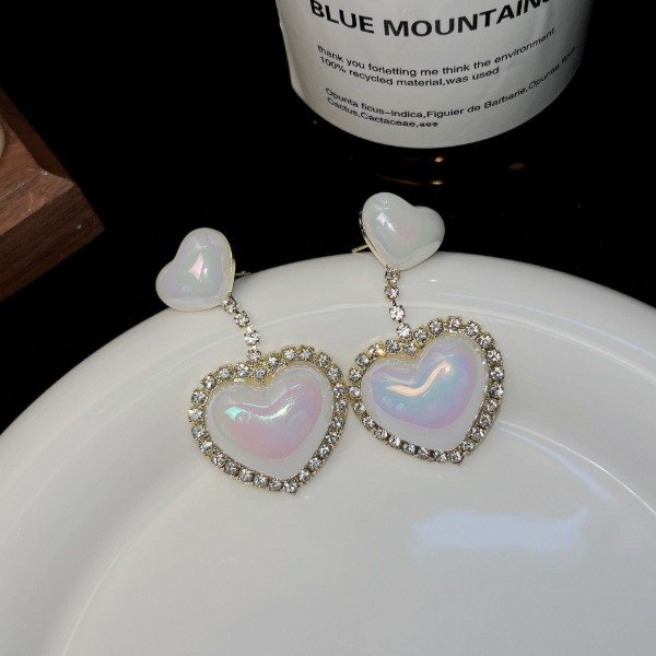 Producto - Aros Corazon Perla brillo - Acero