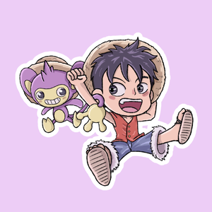 Producto - Stickers en vinilo - One Piece - Luffy Pokemon