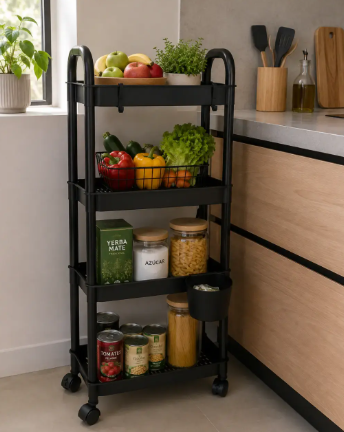 Producto - CARRO ORGANIZADOR CON RUEDAS 4 ESTANTES