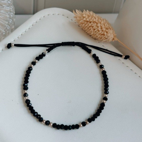 Producto - Pulsera Combinada Malena Negra Plata 925