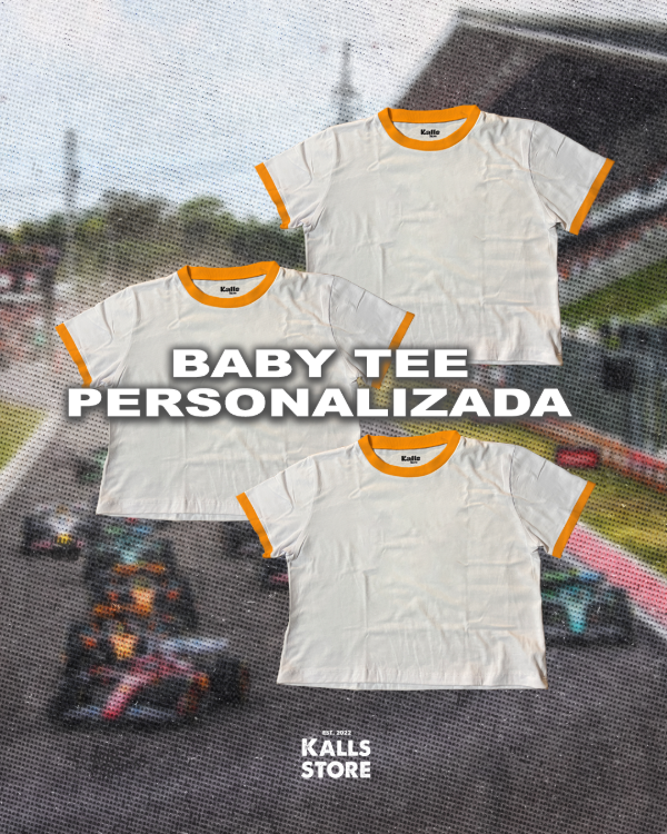 Producto - Baby tee personalizada con bordes naranjas
