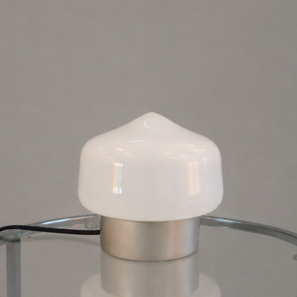 Producto - Velador hongo vidrio  opalino blanco brillante art déco Bauhaus