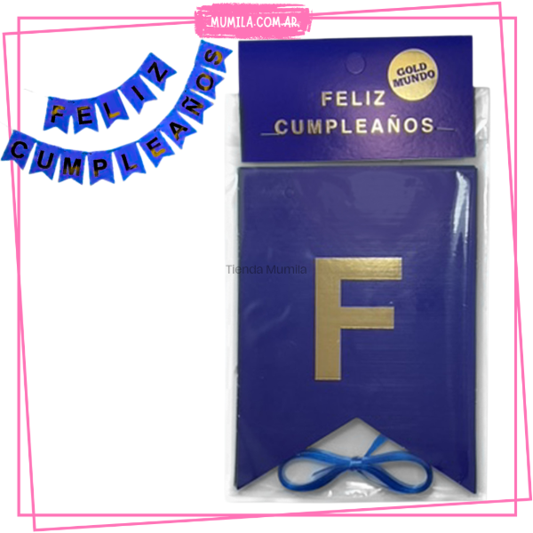 Producto - Banderin Feliz cumpleaños azul