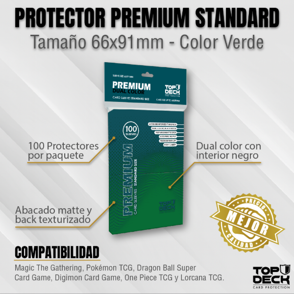 Producto - Protectores Premium Standard 66x91mm color Verde X100