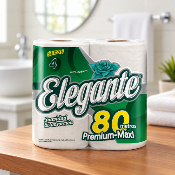 Producto - Papel Higiénico Elegante Hoja Simple x80mts x12 rollos