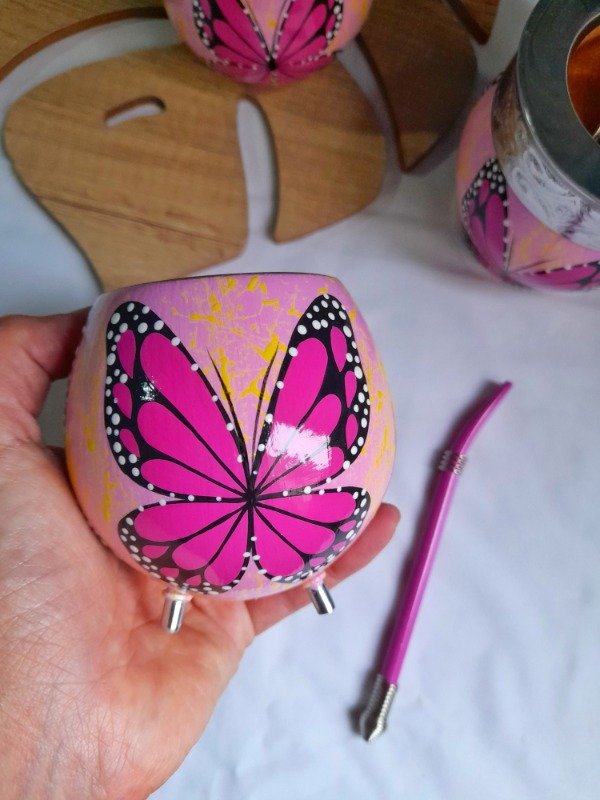 Producto - Mate Mariposa rosa bebe patitas EN STOCK