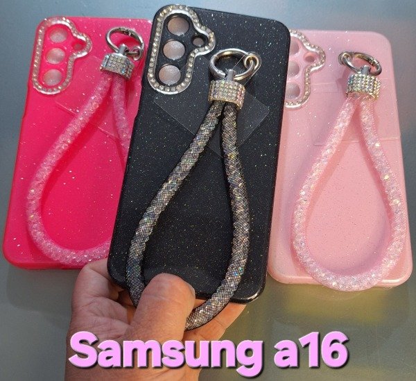 Producto - Fundas brillo epoxy con correa strass. Samsung a16