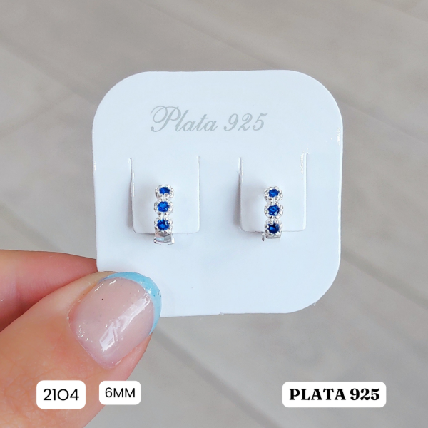 Producto - Aros argolla huggies cubics azules