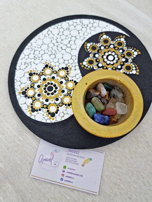 Producto - Mosaico Yin y Yang con Mini Cuenco dorado