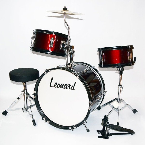Producto - LEONARD BATERIA PARA NIÑOS 16" 3 CUERPOS CON PLATILLO, PALILLOS Y BANQUETA - 0