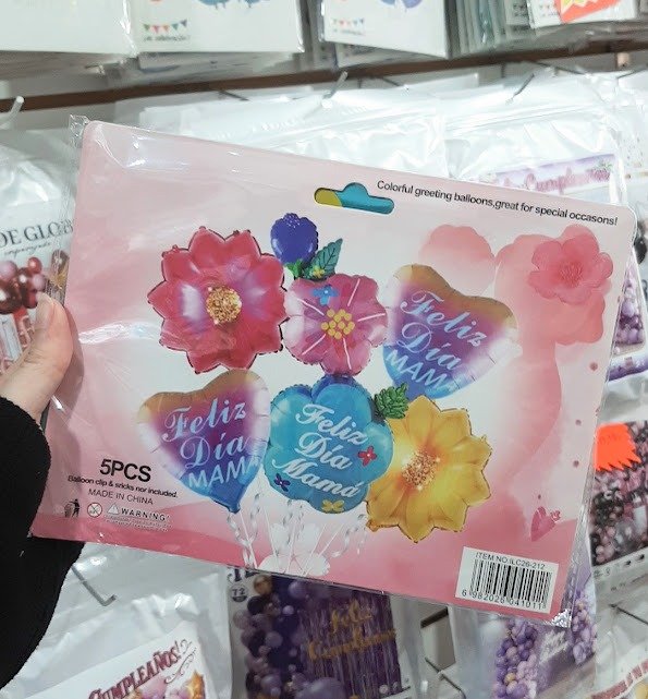Producto - Feliz Dia Mama Flores y Hojas - Set 5 Globos