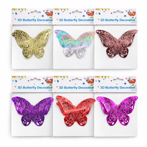 Producto - Mariposas Decorativas 3D Adhesivas x12 Unidades Metalizadas