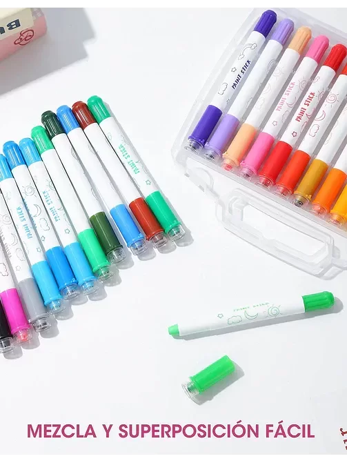 Producto - valijita de CRAYONES acuarelables con sellos. 24 unidades - 6