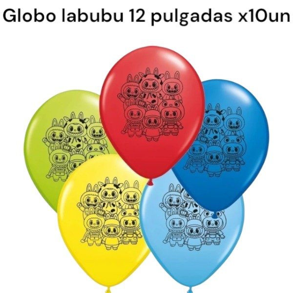 Producto - Globo labubu x 10 un latex impresos 12 pulgadas