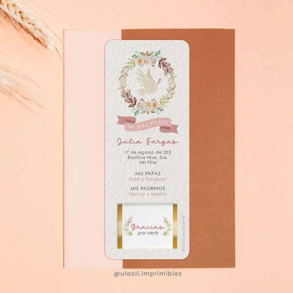 Producto - Estampitas Imprimibles Bautismo Niña "Paloma"