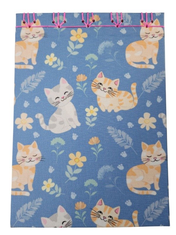 Producto - Libreta costura japonesa. Gatitos celeste