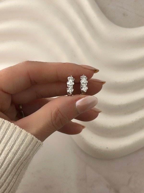Producto - ARGOLLAS DE PLATA CON FLORES CUBICS 3651