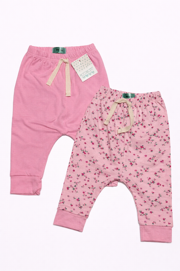 Producto - Dúo babuchas jersey rosa florcitas fucsia y rosa