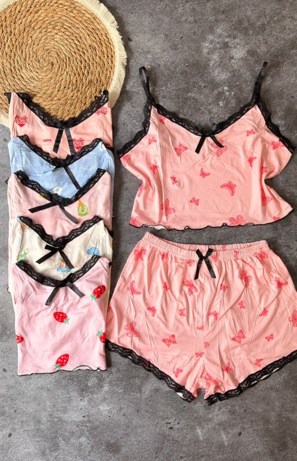 Producto - PACK X6 - Pijama dama c/puntilla (Short+Top)
