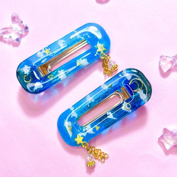 Producto - Par Hebillas Nubes Cielo (base dorada).