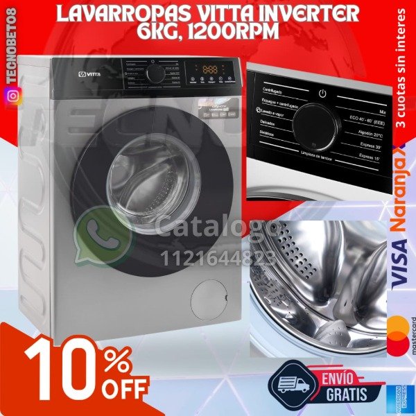 Producto - LAVARROPAS VITTA INVERTER 6KG, 1200RPM C/FRONTAL