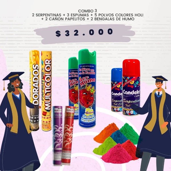Producto - Combo Cotillón Festejo Recibida Egresados Secundaria 3