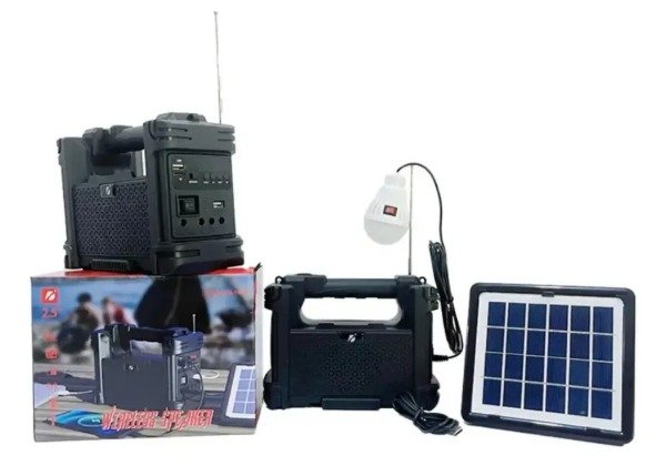 Producto - Parlante multifuncional con panel solar y linterna
