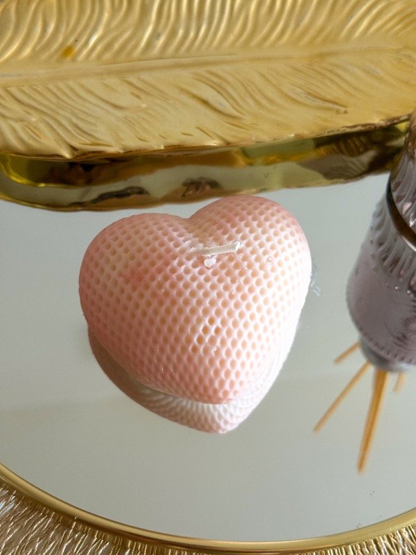 Producto - Vela corazón texturado grande durazno