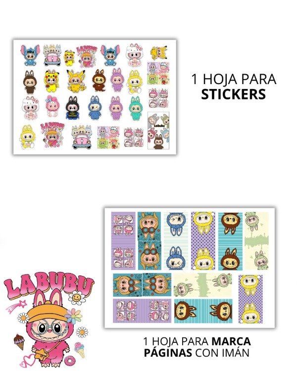 Producto - Stickers y  Marca página LABUBU  ( imprimible)