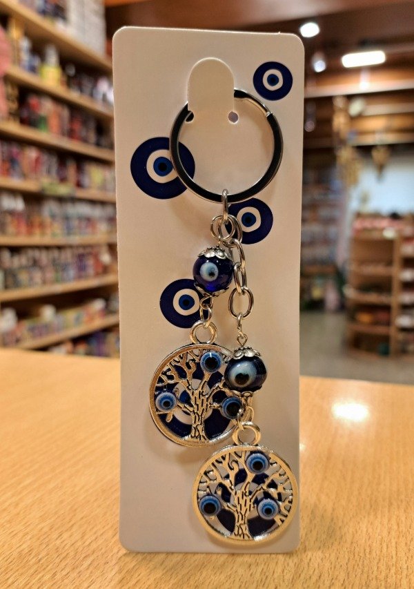 Producto - Llavero de Metal Doble Arbol de la vida con ojo turco