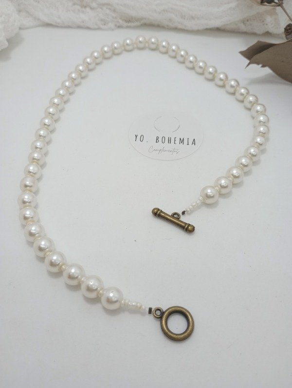 Producto - Collar CHÓKER perlas bronce
