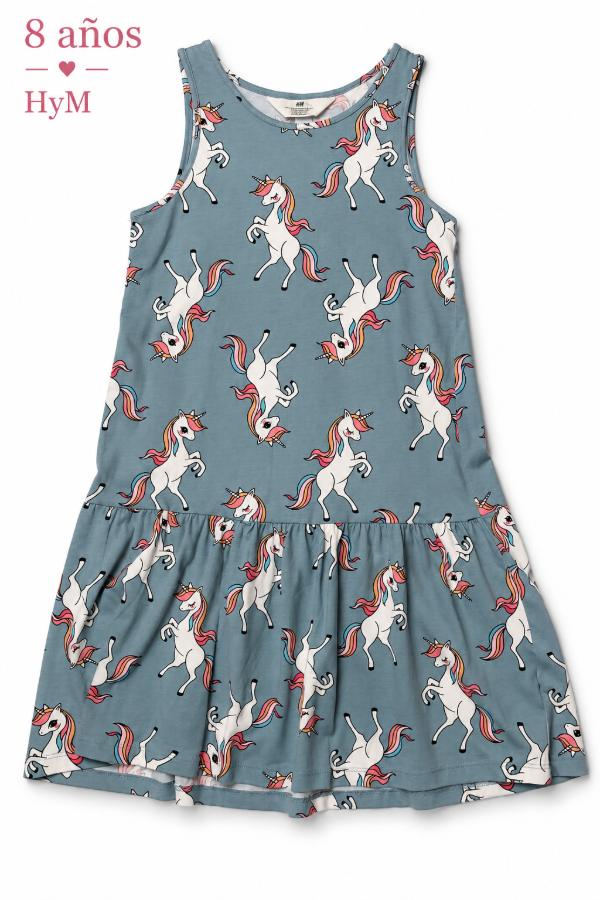 Producto - Vestido celeste con unicornios HyM 8 a 10 años - 0