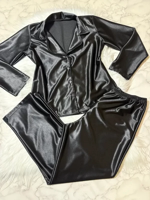 Producto - Camisero saten negro adultos manga larga - 0