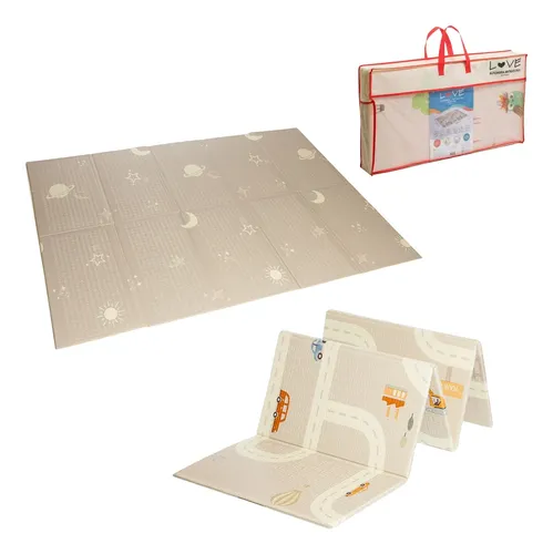 Producto - Alfombra antigolpes plegable con valija love luna/ciudad 180x100x0,8