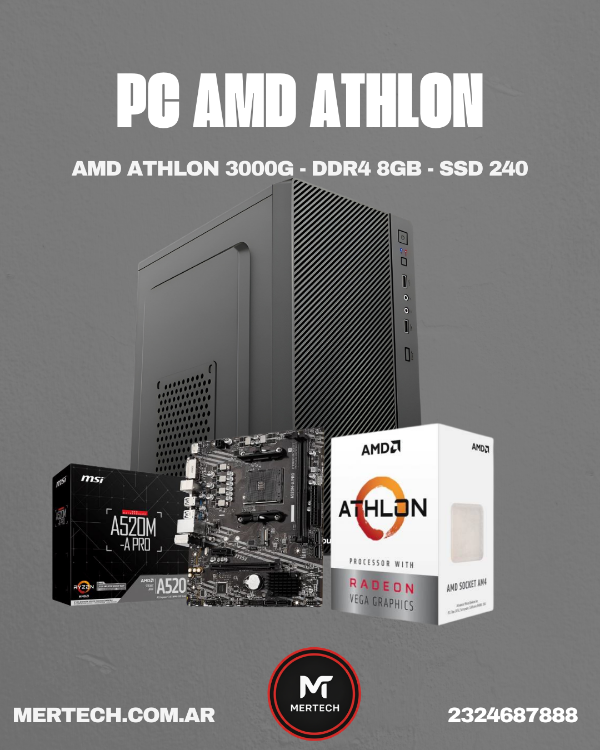 Producto - PC DESKTOP AMD ATHLON 3000G 8GB SSD 240GB W11