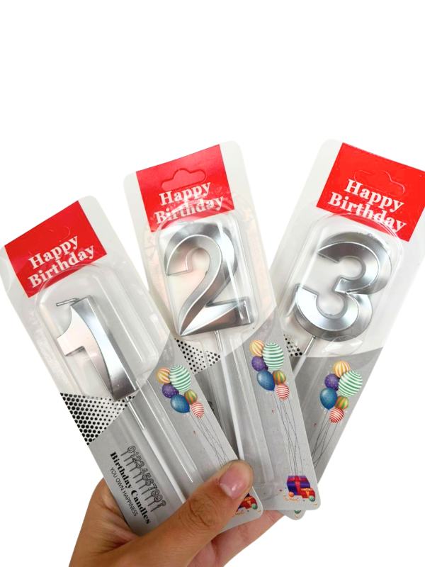 Producto - VELAS NUMEROS DIAMANTE PLATEADAS