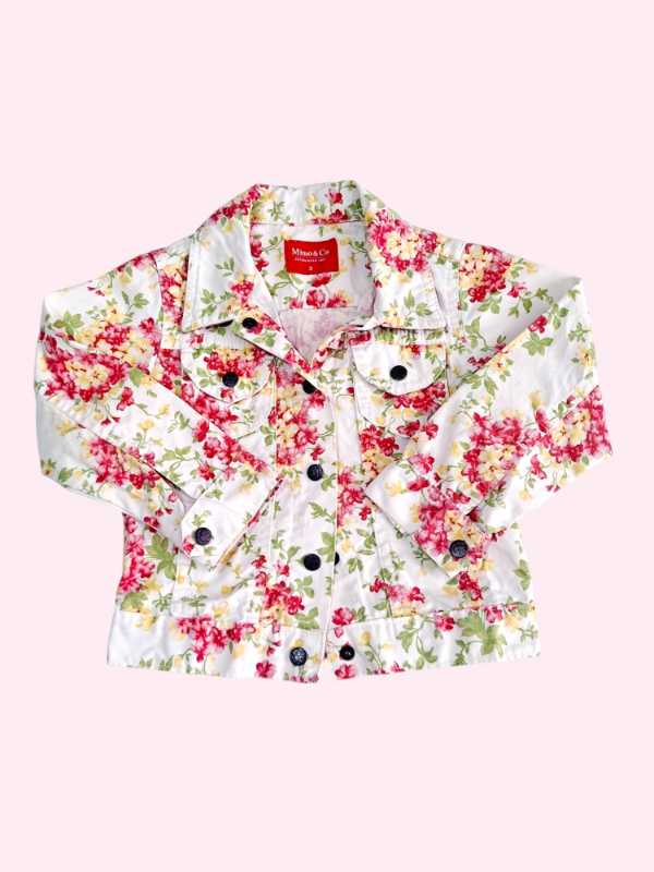 Producto - Campera blanca con flores rojas Mimo 3 años