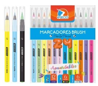 Producto - Marcadores ezco brush punta pincel neon + pastel x 24 colores