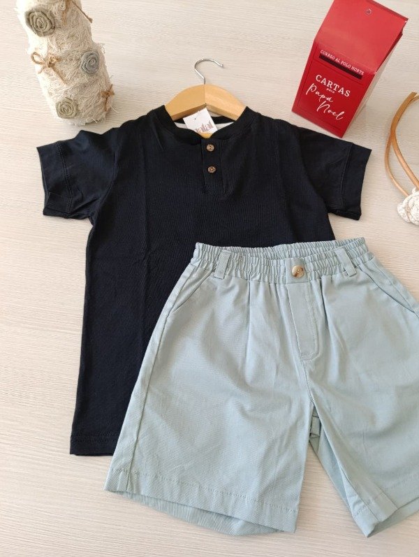 Producto - Remera Botones Negra- Niños